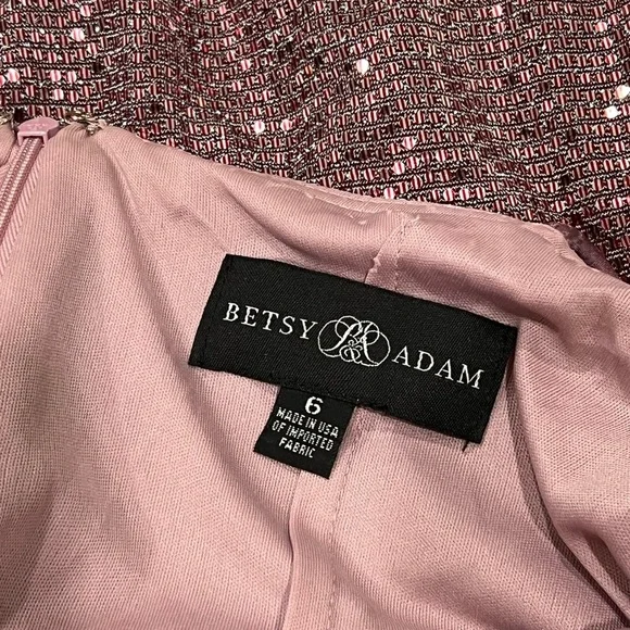 Adam Pink Sequin Maxi Gown Spaghetti Strap Prom - Picture 10 of 13